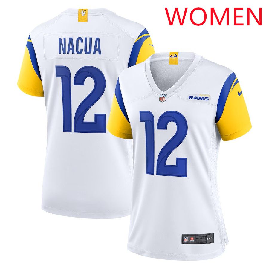 Women Los Angeles Rams 12 Puka Nacua White Nike 2025 Game Player NFL Jersey